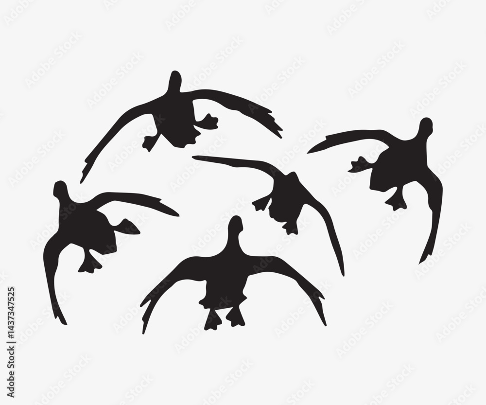 Naklejka premium silhouette of flying ducks, vector illustration art