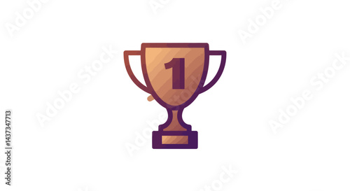 Award winning success cup trophy with number one for victory and achievement in business or sports illustration