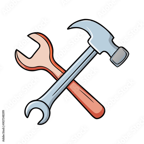 hammer and wrench crossed icon, hammer and wrench crossed vector illustration-simple illustration of hammer and wrench crossed, perfect for hammer and wrench crossed logos and icons