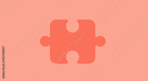 Coral puzzle piece on a matching background symbolizing problem solving and integration with a simple and minimalist design for creative projects