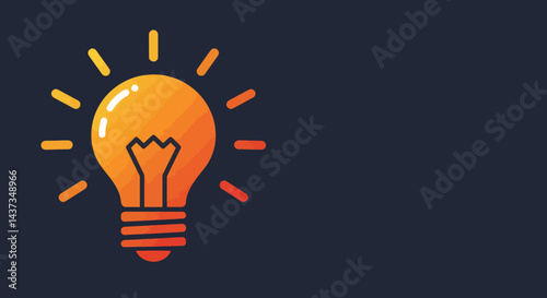 Creative idea concept graphic illustration of glowing light bulb on dark background representing innovation, inspiration and problem solving