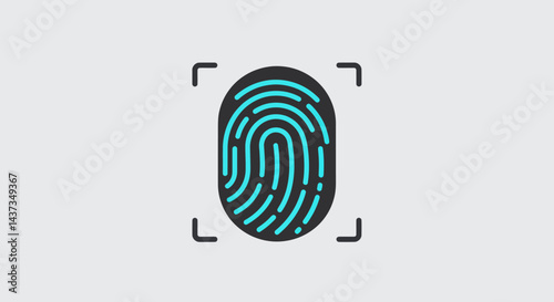 Digital fingerprint scan cybersecurity technology with biometric identification and authorization system in a modern design for secure access and data protection