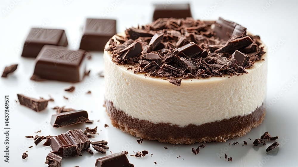 Cheesecake with chocolate, isolated on white background, sharp focus Cheesecake with chocolate, isolated on white background, sharp focus