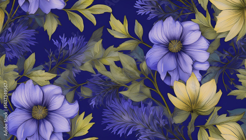 Seamless floral pattern with flowers, watercolor
