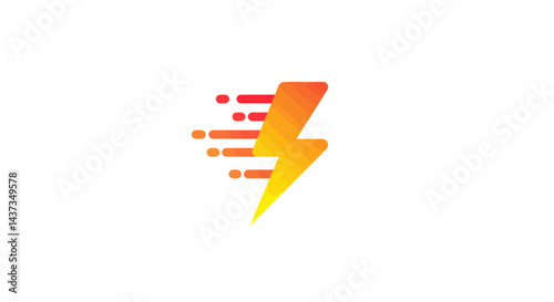 Dynamic energy concept with a lightning bolt and speed lines in vibrant gradient colors conveys swift movement and power for business solutions