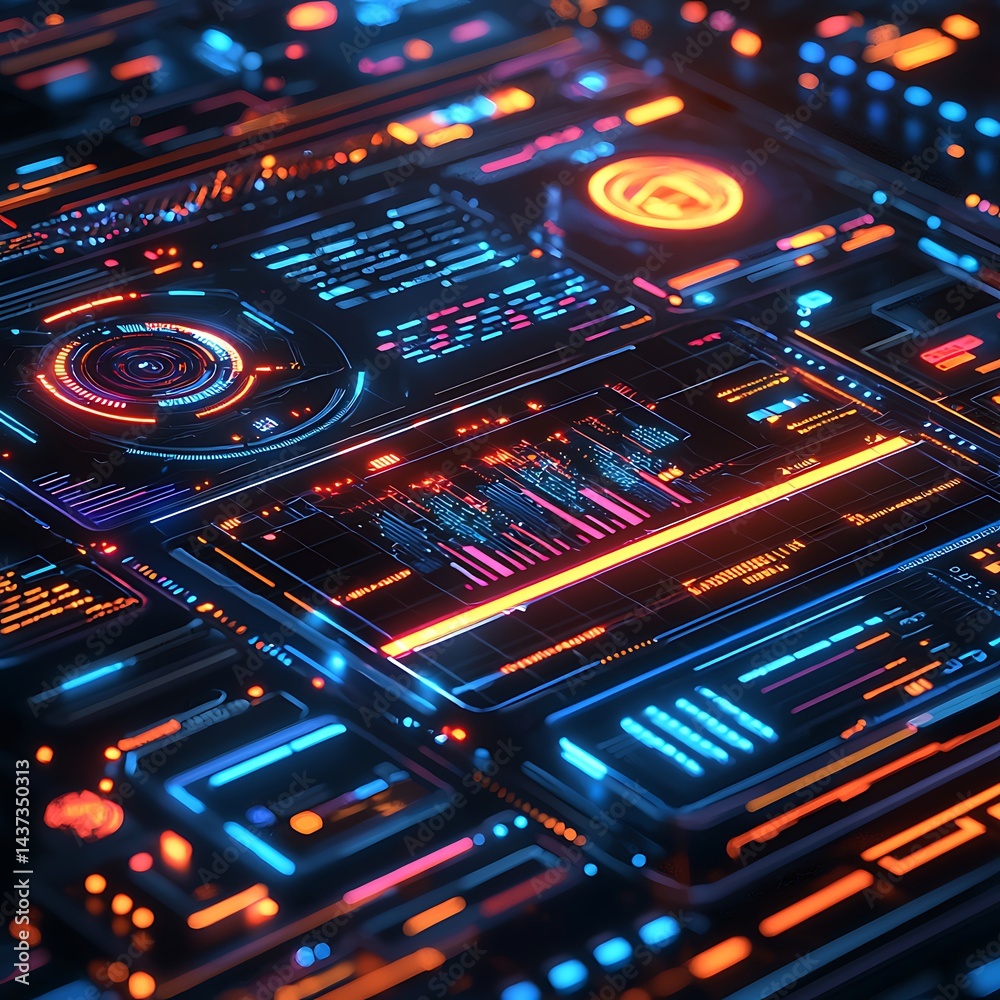Obraz premium Sci fi tech dashboard concept high resolution picture
