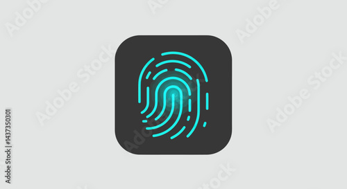 Futuristic fingerprint scanner icon design for security and biometric technology concepts in a modern digital style for app and website