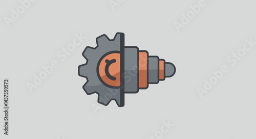 Gear and Cog Mechanism Illustration Representing Engineering, Innovation, and Technological Progress in Grey and Orange
