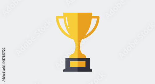Golden trophy icon on white background symbolizing success achievement and victory in competitions and awards