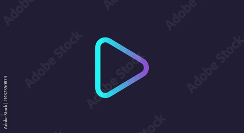 Gradient play button icon with glowing neon effect on dark background for multimedia projects and presentations