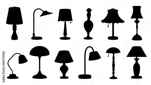 set of lamp silhouette vector on tranparent background