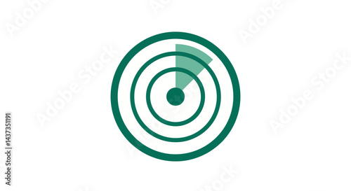 Green radar screen with scan sweep detecting signal concept graphic design with circular rings representing technology and exploration in a modern world