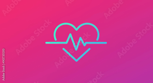 Heartbeat line in vibrant gradient tones for health and wellness concepts illustration, medical symbol, healthcare background, innovative technologies, digital design