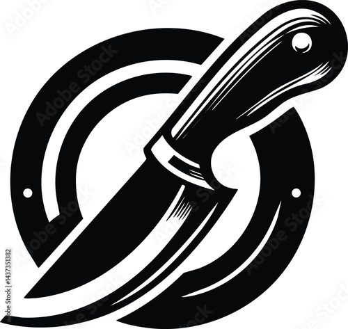 Leather Round Knife in Cutting Motion Silhouette