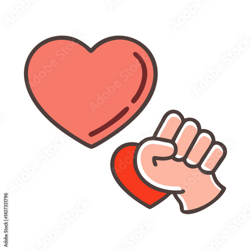 heart and fist combo icon, heart and fist combo vector illustration-simple illustration of heart and fist combo, perfect for heart and fist combo logos and icons