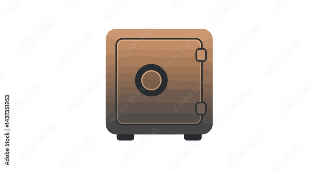 Isolated illustration of a brown safe box on a white background perfect for finance and security projects Isolated illustration of a brown safe box on a white background perfect for finance and security projects