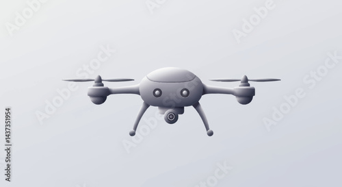 Isolated futuristic drone hovers gently in studio shot creating a modern tech feel highlighting unmanned aerial vehicle and its potential applications