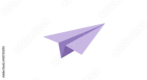 Light purple paper airplane soars against a clean white backdrop symbolizing freedom, creativity, and the spirit of innovation and easy communication