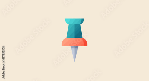 Minimalist push pin icon for office organization and creative project management tasks on beige background