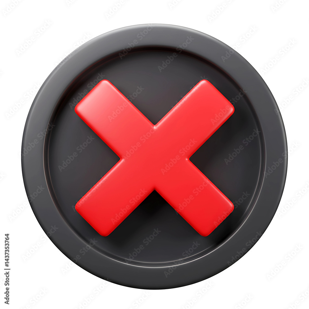 Obraz premium Cancel or Wrong Symbol with Red X Mark Isolated on Transparent Background