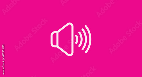 Sound icon illustration on vibrant pink background conveys audio signal and speaker volume for media projects and presentations