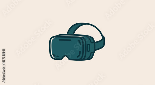 Stylish virtual reality headset illustration on a light beige background for immersive digital experiences and future technology applications
