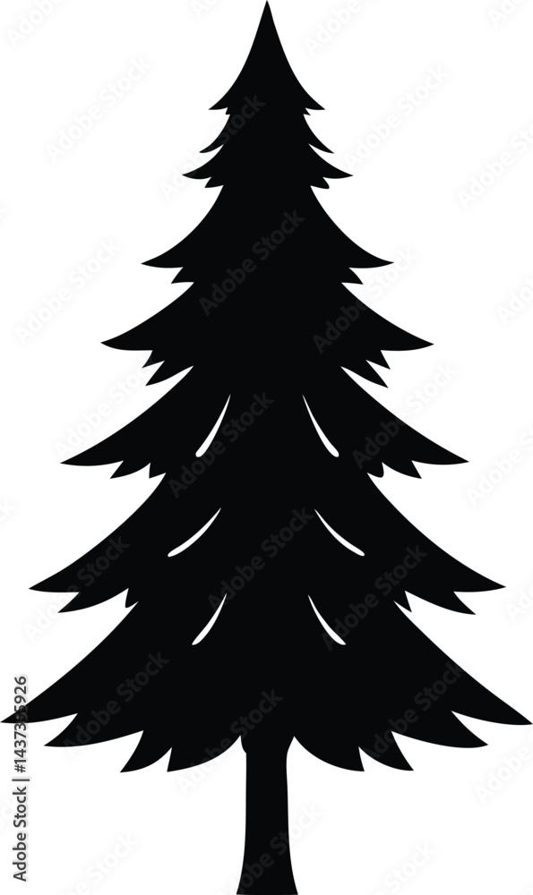 Fototapeta premium Pine Tree Isolated Silhouette Vector Art Elegant Forest Element with Natural Landscape Design