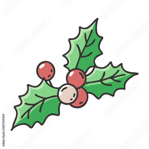 holly branch icon, holly branch vector illustration-simple illustration of holly branch, perfect for holly branch logos and icons