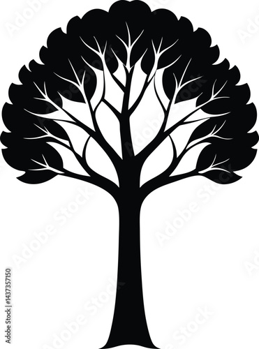 Poplar Tree Isolated Silhouette Vector Art Elegant Forest Element with Natural Landscape Design