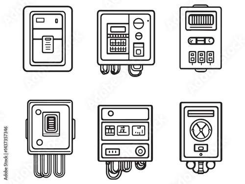 Electric Distribution Box line art icon modern style