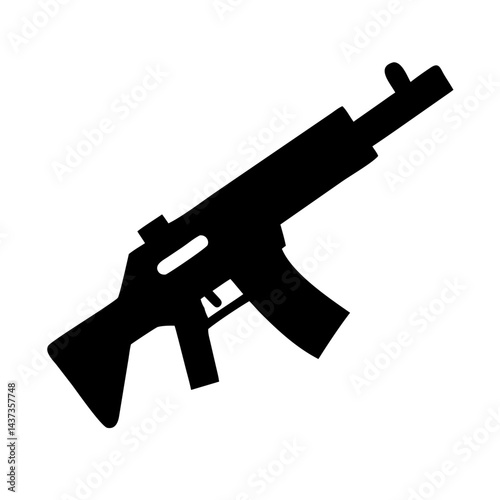 Automatic Assault Rifle Weapon Icon Design