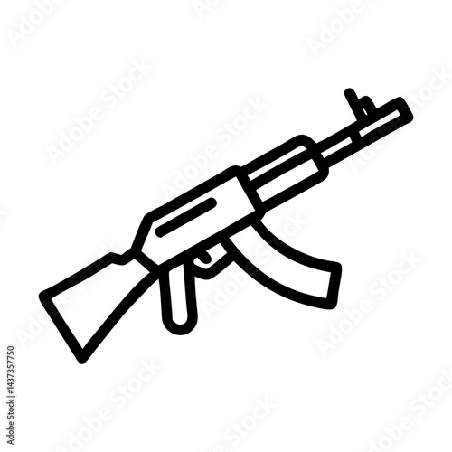 Automatic Assault Rifle Weapon Icon Design