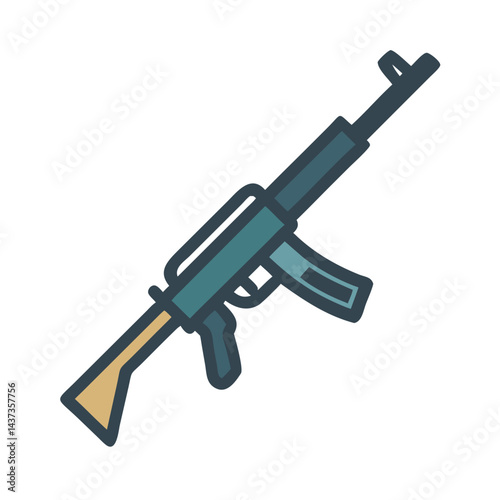 Automatic Assault Rifle Weapon Icon Design