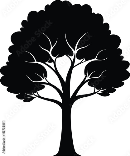 Poplar Tree Isolated Silhouette Vector Art Elegant Forest Element with Natural Landscape Design