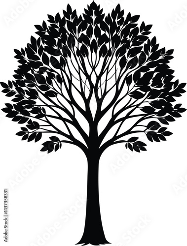 Poplar Tree Isolated Silhouette Vector Art Elegant Forest Element with Natural Landscape Design