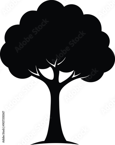 Poplar Tree Isolated Silhouette Vector Art Elegant Forest Element with Natural Landscape Design