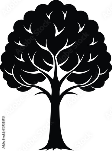 Poplar Tree Isolated Silhouette Vector Art Elegant Forest Element with Natural Landscape Design