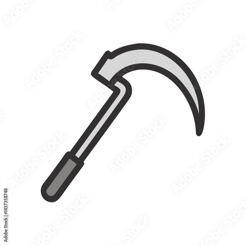 Curved Hand Scythe Farming Tool Icon Design