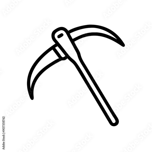 Curved Hand Scythe Farming Tool Icon Design