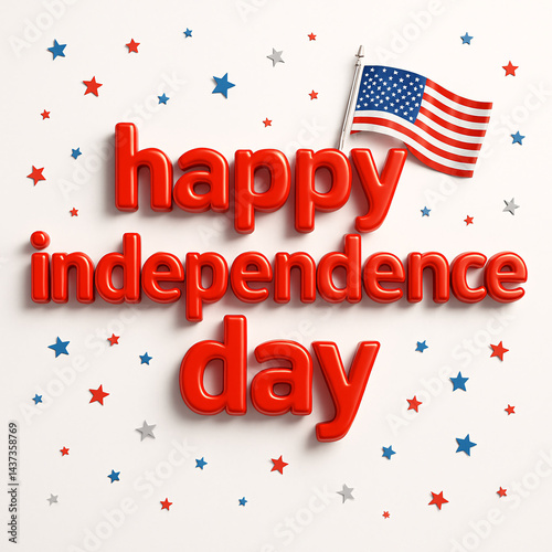 Happy Independence Day: A vibrant composition celebrating American patriotism with a bold 