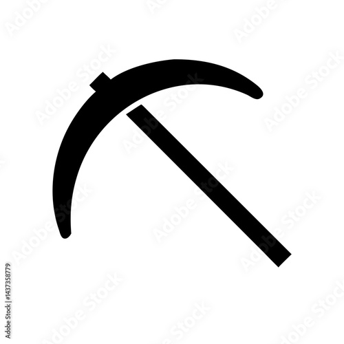 Curved Hand Scythe Farming Tool Icon Design