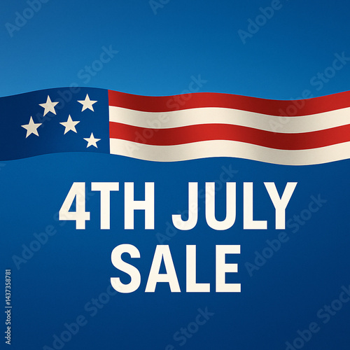 Independence Day Sale Banner: A patriotic sale banner with the American flag, perfect for promoting discounts and deals on the 4th of July. The banner's design is clear and impactful.