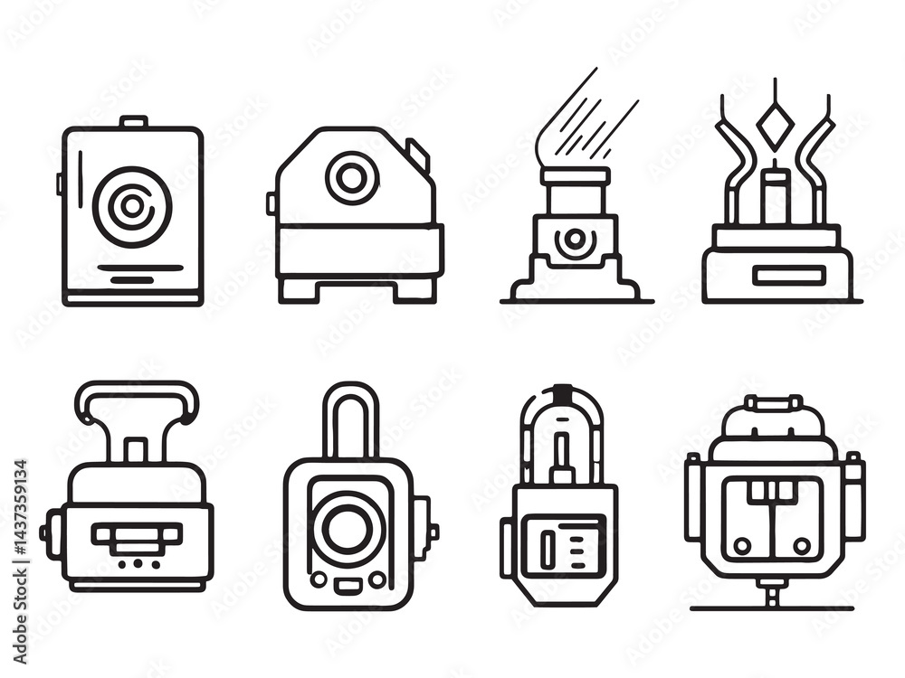 Electric Generator line art icon modern design style Electric Generator line art icon modern design style