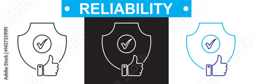 Reliability icon. Vector for websites, mobile interfaces, presentations, banner, visual branding etc. Vector illustration. isolated on white and black background. EPS 10