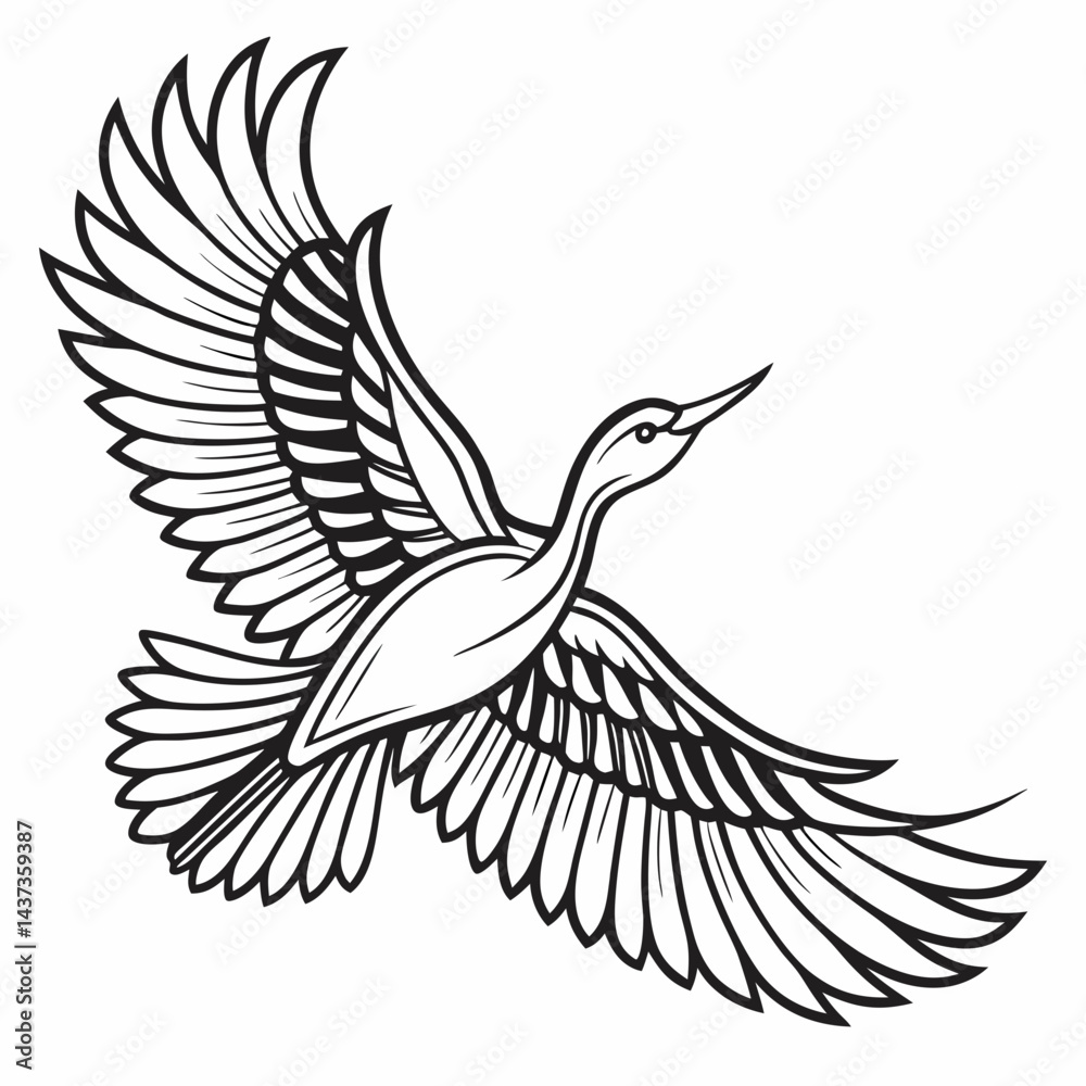 Obraz premium Elegant Bird Tattoo Vector Design