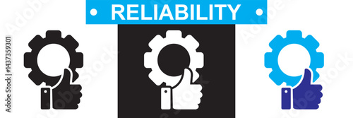 Reliability icon. Vector for websites, mobile interfaces, presentations, banner, visual branding etc. Vector illustration. isolated on white and black background. EPS 10