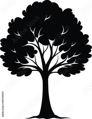 Poplar Tree Isolated Silhouette Vector Art Elegant Forest Element with Natural Landscape Design