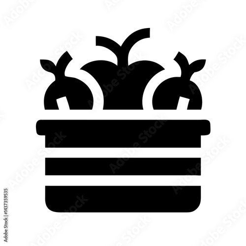 Harvest Basket Full of Produce Icon Design