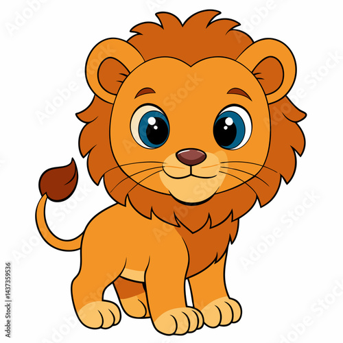Cute baby lion cartoon isolated on white background




