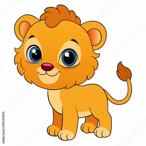 Cute baby lion cartoon isolated on white background



